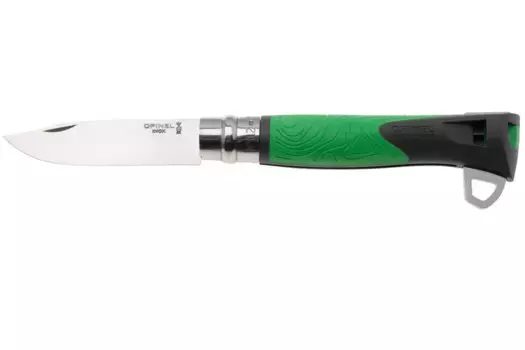 Нож складной Opinel №12 ExploreTick Remover, сталь Sandvik 12C27, рукоять дерево, зеленый