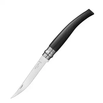 Нож складной Opinel Slim Line Effile №10 Ebony, сталь Sandvik 12C27, мозамбикское эбеновое дерево, чёрный, 002016
