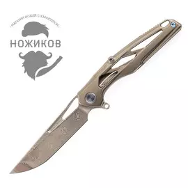 Нож складной Rikeknife Knight, сталь дамаск, титан