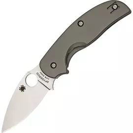 Нож складной Sage 2 - Spyderco C123TIP, сталь Crucible CPM® S30V™ Satin Plain, рукоять титан, серый