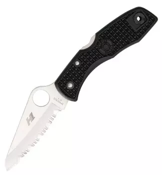 Нож складной Salt 1 - Spyderco C88SBK, сталь H1 Satin Serrated, рукоять термопластик FRN, чёрный