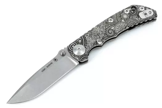 Нож складной Spartan Blades Harsey Folder, сталь CPM S35VN, рукоять титан, лазерная гравировка орнамент Paisley