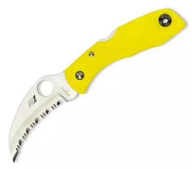 Нож складной Tasman Salt™ Spyderco 106SYL, сталь H1 Satin Serrated, рукоять термопластик FRN, жёлтый