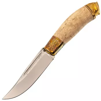 Нож Сова, сталь Х12МФ, рукоять карельская береза, латунь