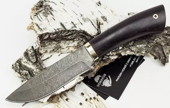 Нож Старатель, дамасская сталь, граб
