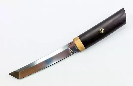 Нож Танто, сталь Х12МФ, граб, вставка карельская берёза