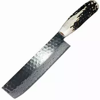 Нож кухонный для овощей Накири Sakai Takayuki, сталь Aus-10 Damascus Sweden Steel, рукоять олений рог
