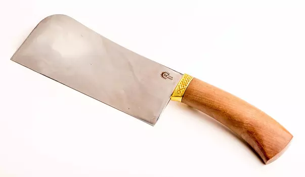 Нож тяпка для мяса "Мясной", сталь 65Х13, орех