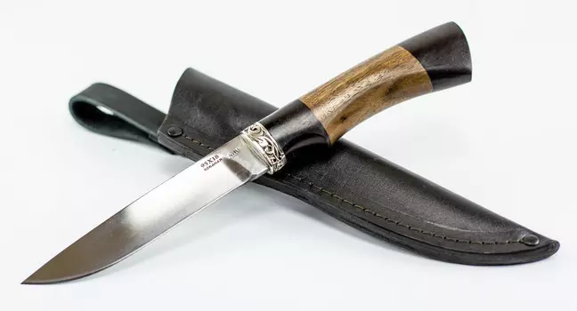 Нож туристический МТ-101, черный граб/платан, кованая сталь 95х18