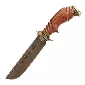 Нож Варяг, дамасская сталь, с резной рукоятью