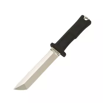 Нож водолазный Мурена, сталь 95х18, рукоять термоэластопласт, кожаные ножны