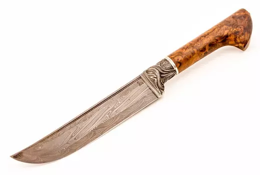 Нож Пчак, дамасская сталь, орех, Слон