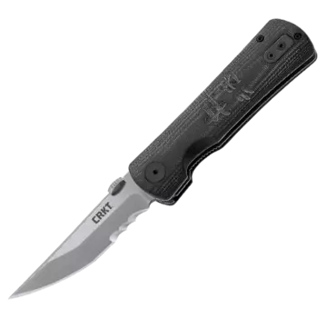 Полуавтоматический складной нож HEIHO Veff Serrations™, CRKT 2901, сталь 8Cr14MoV Satin, рукоять стеклотекстолит G10, полусеррейтор