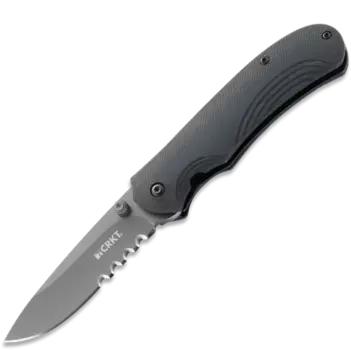 Полуавтоматический складной нож Incendor Veff Flat Top Serrations®, CRKT 6875, сталь 8Cr13MoV Titanium Nitride Combo Edge, рукоять стеклотекстолит G10