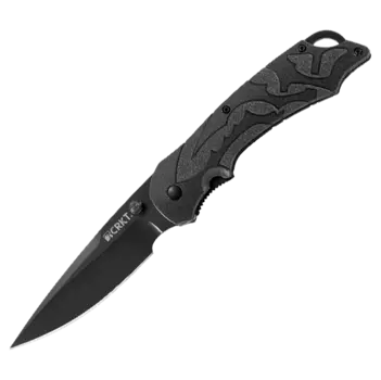 Полуавтоматический складной нож Moxie Black, CRKT 1100, сталь 8Cr14MoV Black Oxide, рукоять термопластик/резина