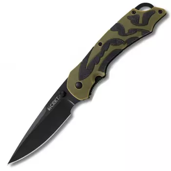 Полуавтоматический складной нож Moxie Green, CRKT 1101, сталь 8Cr14MoV Black Oxide, рукоять термопластик/резина, зеленый