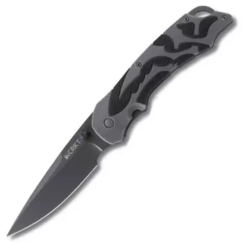 Полуавтоматический складной нож Moxie Silver, CRKT 1102, сталь 8Cr14MoV Black Oxide, рукоять термопластик/резина, серый
