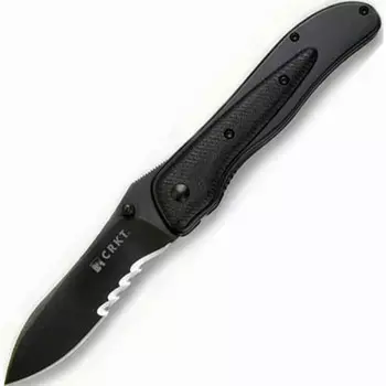 Полуавтоматический складной нож Notorious Veff Serrations™, CRKT 1168K, сталь 8Cr14MoV EDP Combo Edge, рукоять сталь/стеклотекстолит G-10
