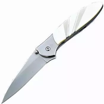 Полуавтоматический складной нож Santa Fe Kershaw Leek, сталь 14C28N, рукоять сталь с накладкой из перламутра