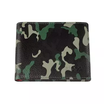 Портмоне ZIPPO, зелёно-чёрный камуфляж, натуральная кожа, 10,81,88,6 см