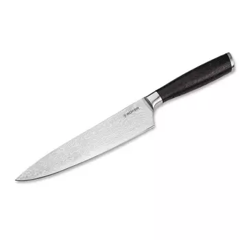 Поварской кухонный шеф нож Boker Meisterklinge, сталь дамаск, рукоять дуб