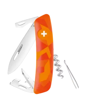 Швейцарский нож SWIZA C03 Camouflage, 440, 95 мм, 11 функций, оранжевый