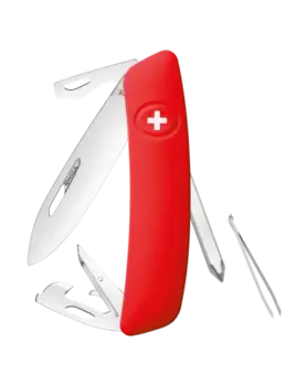 Швейцарский нож SWIZA D04 Standard, сталь 440, 95 мм, 11 функций, красный