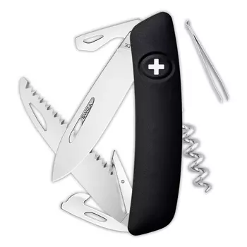 Швейцарский нож SWIZA D05 Standard, 95 мм, 12 функций, черный
