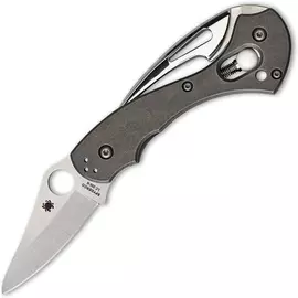 Складной многофункциональный нож Tusk Marlin Spike Spyderco 06TIP, сталь LC200N Satin Plain, рукоять титан