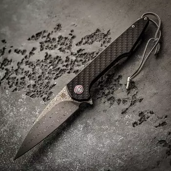 Складной нож Artisan Archeo, сталь Damascus, Carbon Fiber