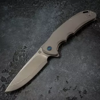 Складной нож Artisan Tradition, сталь дамаск, титан