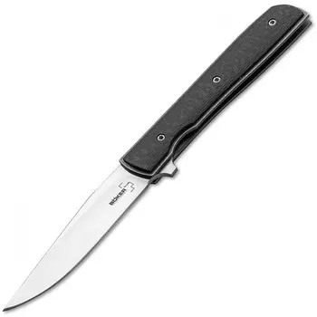 Складной нож Boker Plus Urban Trapper Petite Carbon, Slim Titanium IKBS® Flipper, 01BO783, сталь VG10 Satin, рукоять титан/карбон