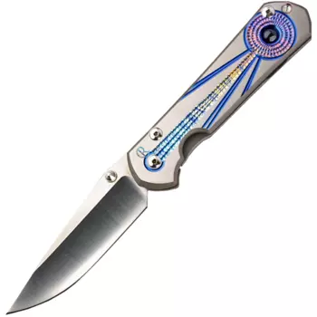 Складной нож Chris Reeve Large Sebenza 21 Unique Graphics Blue Sapphire Cabochon, сталь CPM-S35VN, рукоять титан