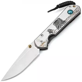Складной нож Chris Reeve Large Sebenza 21, сталь S35VN, рукоять титановый сплав, гравировка астронавт на луне
