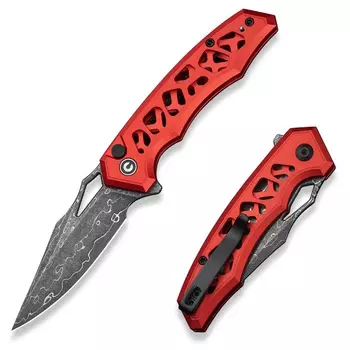 Складной нож CIVIVI Anaaki, сталь Damascus, рукоять алюминий, красный