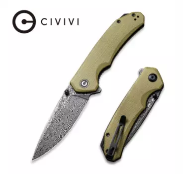 Складной нож CIVIVI Brazen, сталь Damascus, Olive Micarta