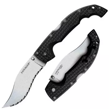 Нож складной Cold Steel Extra Large Voyager Vaquero Serrated, сталь AUS-10A, рукоять Griv Ex™, black