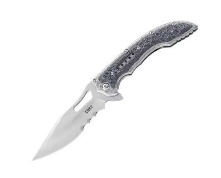 Складной нож CRKT Fossil™ BLACK WITH VEFF SERRATIONS™, сталь 8Cr13MoV, рукоять сталь 2Cr13, накладки G10