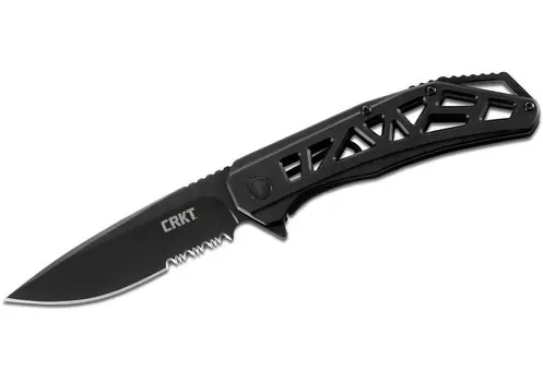 Складной нож CRKT Gusset™ Black with Triple Point™ Serrations, сталь 8Cr13MoV, рукоять нержавеющая сталь