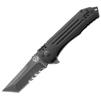 Складной нож CRKT R2104K Ruger® Knives 2-Stage™ Compact With Veff Serrations™, сталь 8Cr13MOV Blackwashed Combo Blade, рукоять алюминий/сталь