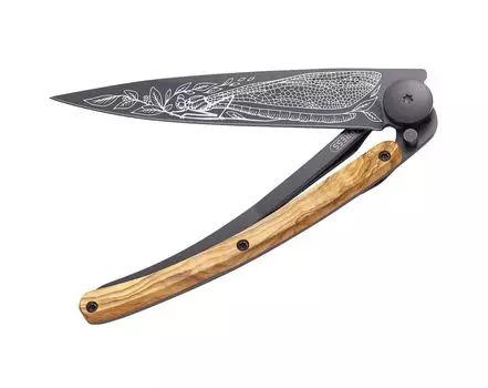 Складной нож Deejo Black Dragonfly 37g, Olive Wood