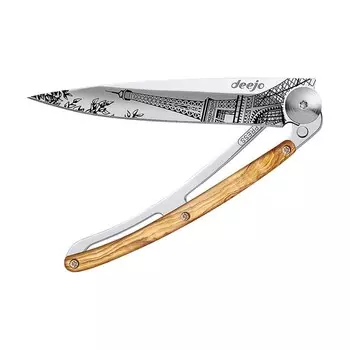 Складной нож Deejo Mirror Eiffel Tower 37g, Olive tree wood