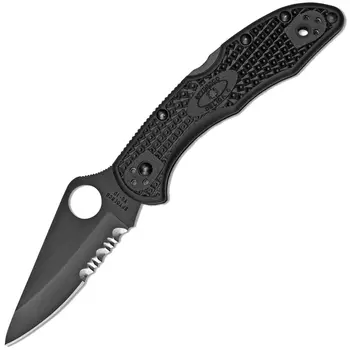 Складной нож Delica 4 - Spyderco 11PSBBK, сталь VG-10 Black TiCN Combo, рукоять термопластик FRN чёрный