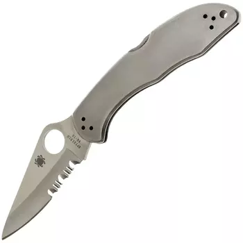 Складной нож Delica 4 - Spyderco C11PS, сталь VG-10 Satin Combo, рукоять нержавеющая сталь