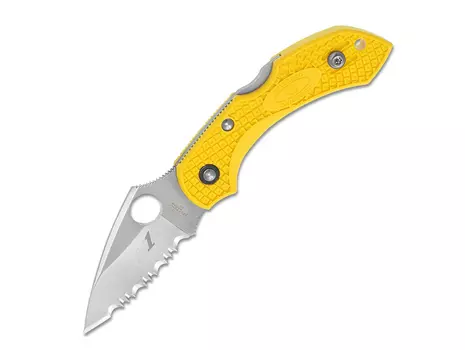 Складной нож Dragonfly 2 Salt™- Spyderco 28SYL2, сталь H-1 Satin Serrated, рукоять термопластик FRN жёлтый