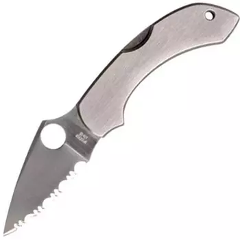 Складной нож Dragonfly 2 - Spyderco 28S, сталь VG-10 Satin Serrated, рукоять нержавеющая сталь
