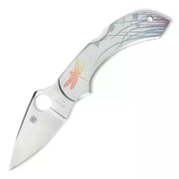 Складной нож Dragonfly 2 Tattoo - Spyderco 28PT, сталь VG-10 Satin Plain, рукоять нержавеющая сталь