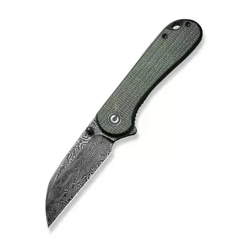Складной нож Elementum Wharncliffe CIVIVI, сталь Damascus, рукоять Green Canvas Micarta