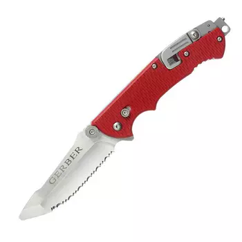 Складной нож Gerber Hinderer Rescue, сталь 440А, рукоять термопластик GRN, красный