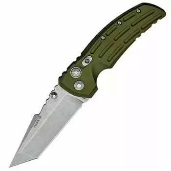 Складной нож Hogue EX-01, сталь 154CM Stone-Tumbled Tanto, рукоять алюминий OD Green